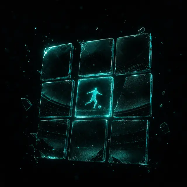 Grid of glass tiles reassembling